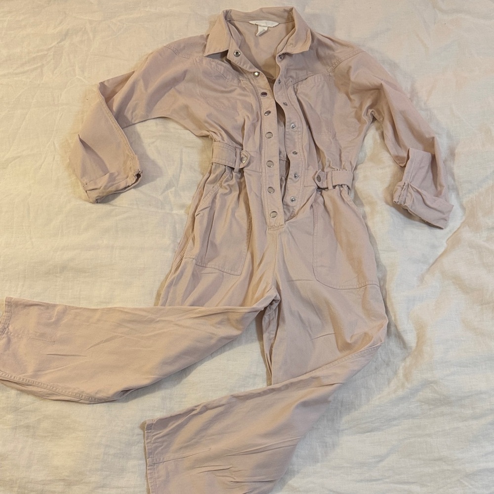 Blush pink H&M jumpsuit with gathered waist, womens S